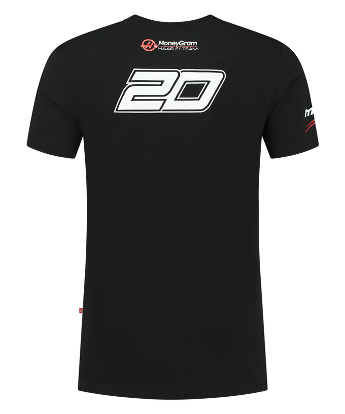 2023 マネーグラム ハース HAAS F1 チーム ケビン マグヌッセン #20 Tシャツ / ブラック画像