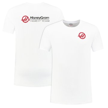 2023 マネーグラム ハース HAAS F1 チーム ロゴ Tシャツ / ホワイト画像
