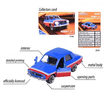 マジョレット 1/64 ルノー レーシング Renault 12 ブルー ミニカー / コレクターズカード付画像