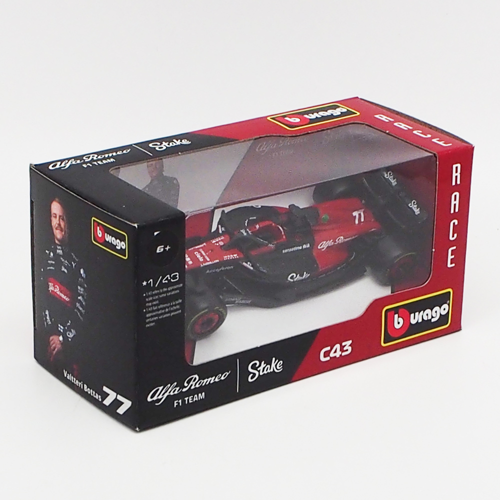 2023 ブラゴ 1/43 スケール アルファロメオ F1チーム C43 #77 バルテリ ボッタス モデルカー画像