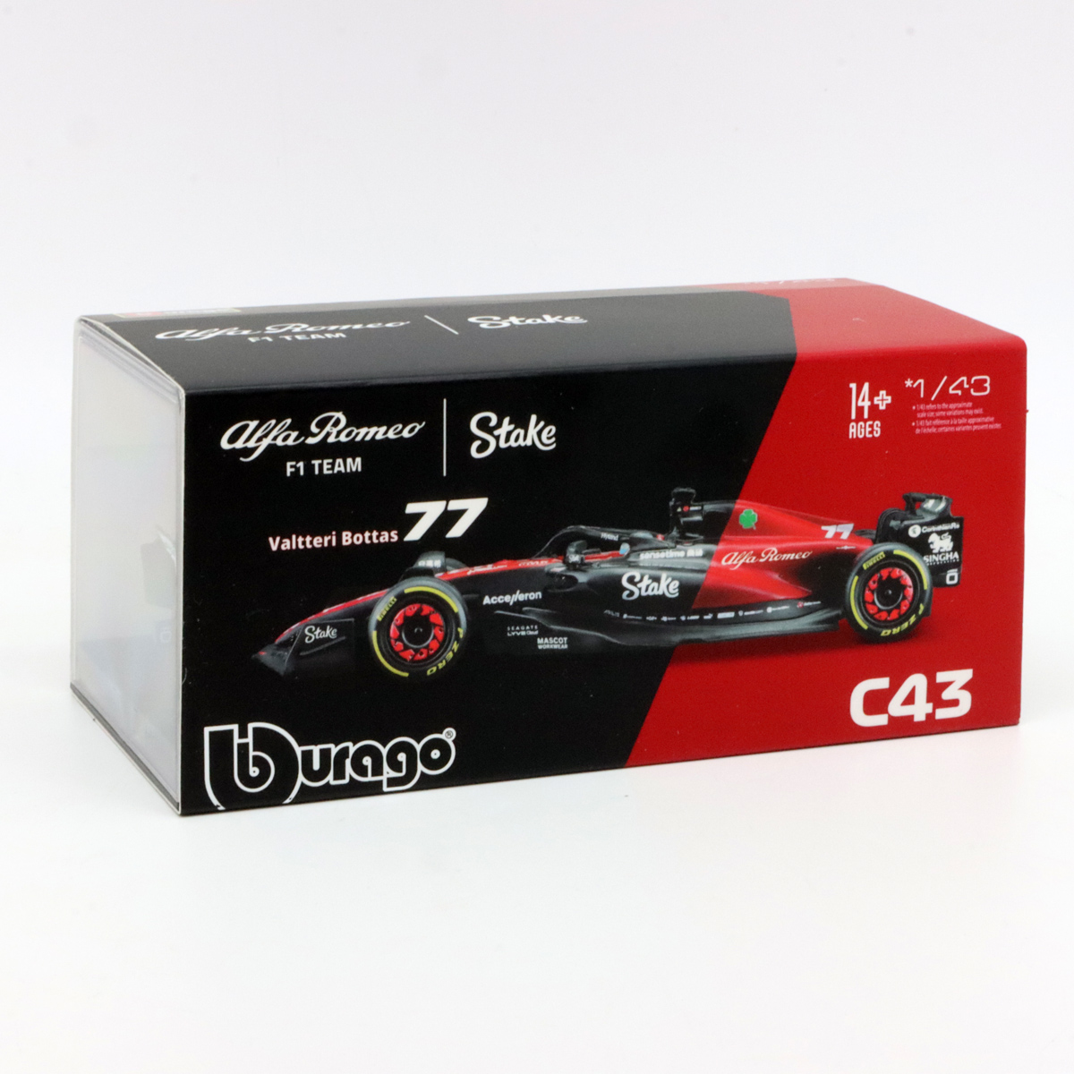 ドライバー＆ケース付き ブラゴ 1/43 2023 アルファロメオ F1チーム C43 #77 バルテリ ボッタス画像