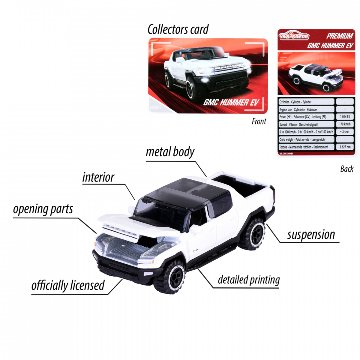 マジョレット 1/64 プレミアムカー GMC ハマー EV ミニカー ホワイト / コレクターズカード付画像