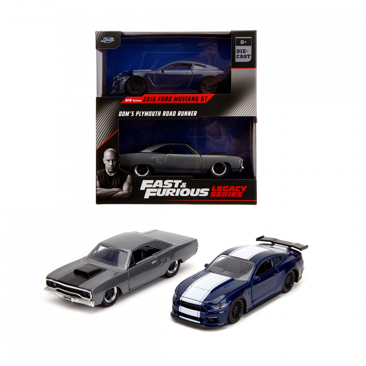 JADA 1/32 ワイルド スピード シリーズ 2016 フォード マスタング GT ＆ ドム プリムス ロード ランナー モデルカー セット画像