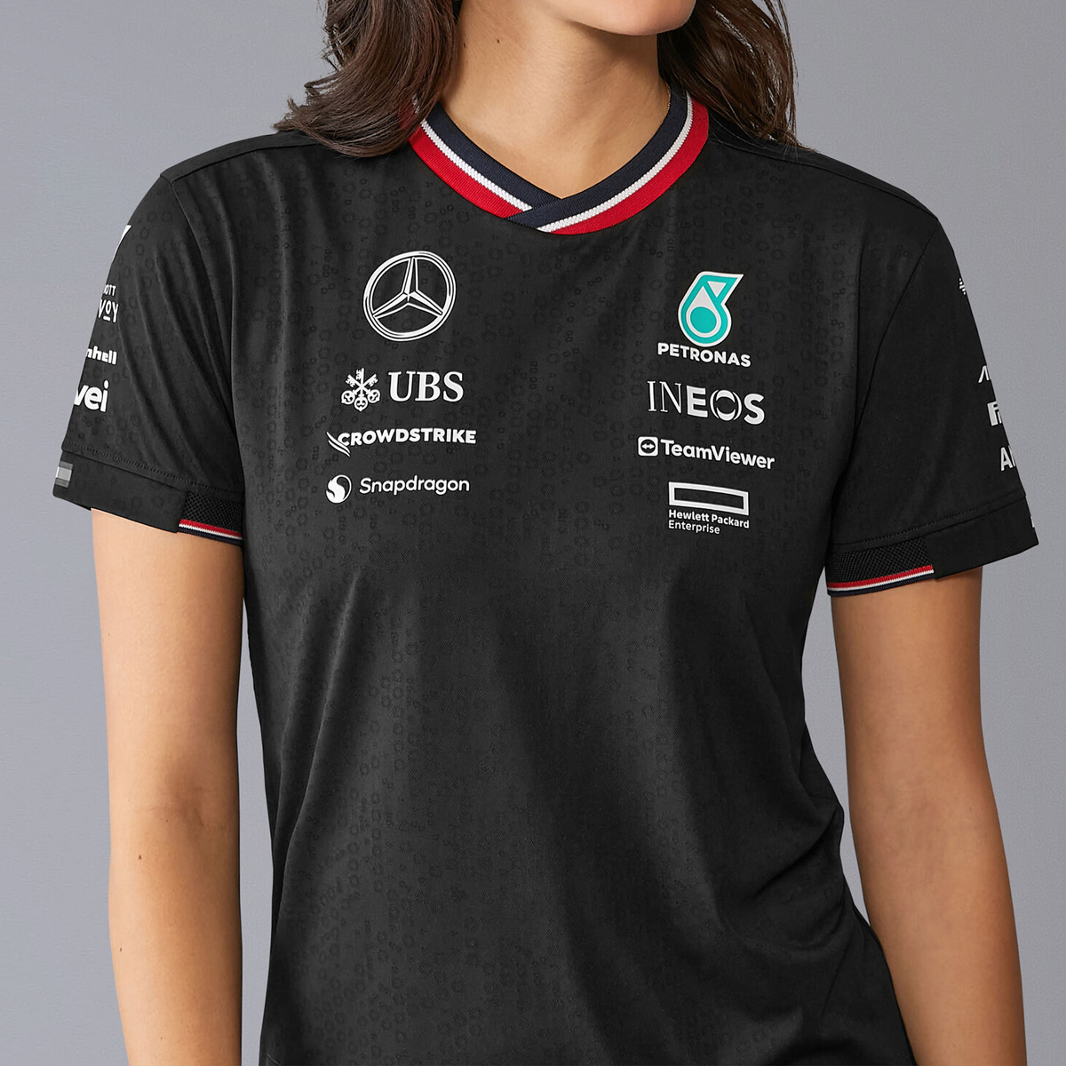 【レディース】2024 メルセデス AMG ペトロナス チーム ドライバー Tシャツ ブラック画像