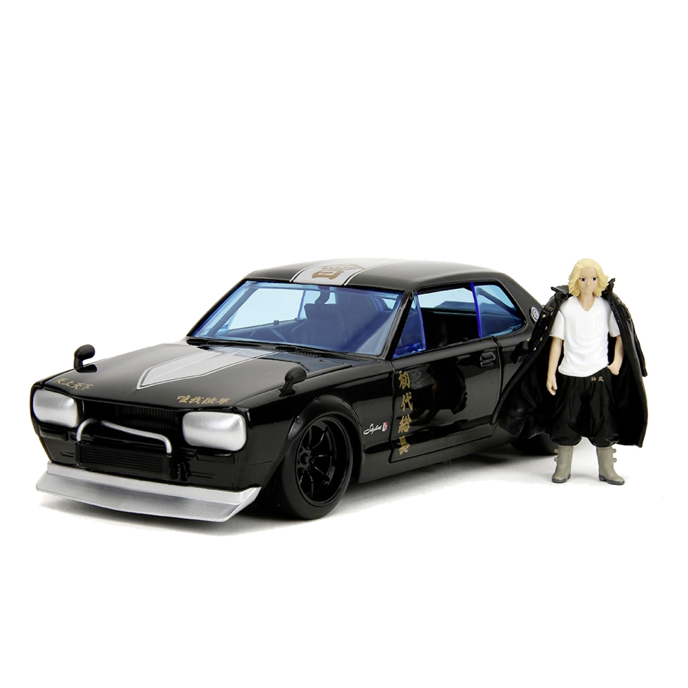 JADA 1/24 ニッサン 日産 NISSAN スカイライン GT-R (1971年) モデルカー ブラック with マイキー(佐野万次郎) 東京リベンジャーズ画像