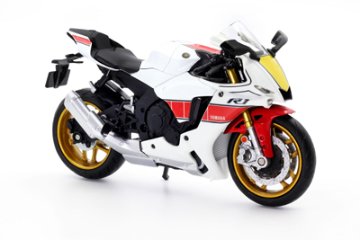 1/12 ダイキャストモーターサイクル 2022 Yamaha YZF-R1 ホワイト ミニチュア バイク画像
