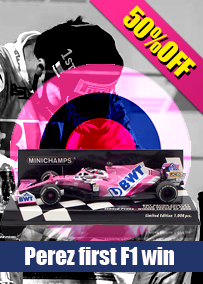 ミニチャンプス 1/43 BWT レーシング ポイント F1 チーム メルセデス RP20 セルジオ ペレス 2020年 サヒールGP ウィナー