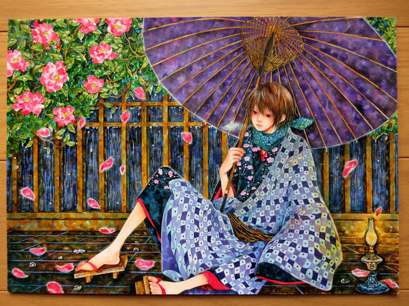 原画「山茶花梅雨」の画像