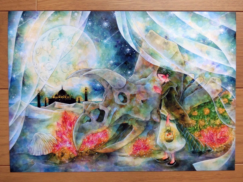 A4イラストカード「砂漠の夜」の画像