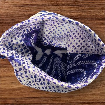 巾着 バッグ セット 和柄 浴衣 バッグ 和風 レディース 和装小物 巾着袋 手提げバッグ 花柄 青 白 夏祭り 花火大会 着物 浴衣用 和風バッグ ハンドメイド おしゃれ かわいい 2点セット レーの画像