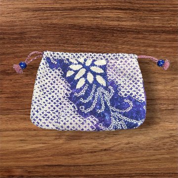 巾着 バッグ セット 和柄 浴衣 バッグ 和風 レディース 和装小物 巾着袋 手提げバッグ 花柄 青 白 夏祭り 花火大会 着物 浴衣用 和風バッグ ハンドメイド おしゃれ かわいい 2点セット レーの画像