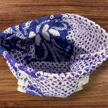巾着 バッグ セット 和柄 浴衣 バッグ 和風 レディース 和装小物 巾着袋 手提げバッグ 花柄 青 白 夏祭り 花火大会 着物 浴衣用 和風バッグ ハンドメイド おしゃれ かわいい 2点セット レーの画像