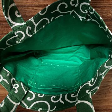 唐草模様 バッグ セット 和柄 ハンドバッグ ミニバッグ バッグインバッグ ハンドメイド 和風 グリーン レディース ランチバッグ 小物入れ サブバッグ 親子バッグ 和装 普段使い おしゃれの画像