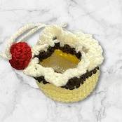 手編み 小物入れ 3点セット プリンモチーフ 巾着 ミニバッグ ハンドメイド かぎ針編み スイーツモチーフ 小物ポーチ かわいい 編み物雑貨 小物収納 インテリア雑貨 ギフト プレゼントの画像