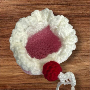 手編み 巾着 3個セット スイーツモチーフ プリン パフェ ゼリー チェリー付き ハンドメイド 小物入れ ミニ巾着 かわいい アクセサリー入れ イヤホン ケース ギフト プレゼント 編み物 レディースの画像