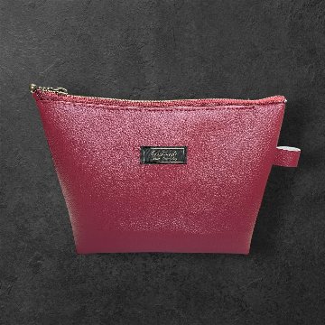ポーチ 2個セット フェイクレザー レッド 大小セット レディース メンズ 化粧ポーチ 小物入れ シンプル おしゃれ 大人 上品 ファスナー ポーチセット メガネケース バッグインバッグ ギフト プレの画像
