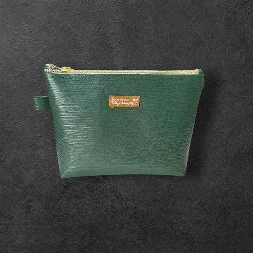 ポーチ 2個セット フェイクレザー グリーン 大小セット レディース メンズ 化粧ポーチ 小物入れ シンプル おしゃれ 大人 上品 ファスナー ポーチセット メガネケース バッグインバッグ ギフト プの画像