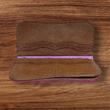長財布 ハンドメイド レディース 本革 イタリアンレザー ピンク レザーウォレット ロングウォレット カード収納 多い 大容量 財布 おしゃれ 大人かわいい シンプル レザー財布 レディース財布の画像