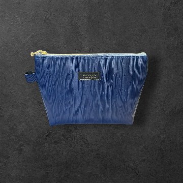 ポーチ 2個セット フェイクレザー ブルー 大小セット レディース メンズ 化粧ポーチ 小物入れ シンプル おしゃれ 大人 上品 ファスナー ポーチセット メガネケース バッグインバッグ ギフト プレの画像
