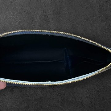 ポーチ 2個セット フェイクレザー ブルー 大小セット レディース メンズ 化粧ポーチ 小物入れ シンプル おしゃれ 大人 上品 ファスナー ポーチセット メガネケース バッグインバッグ ギフト プレの画像
