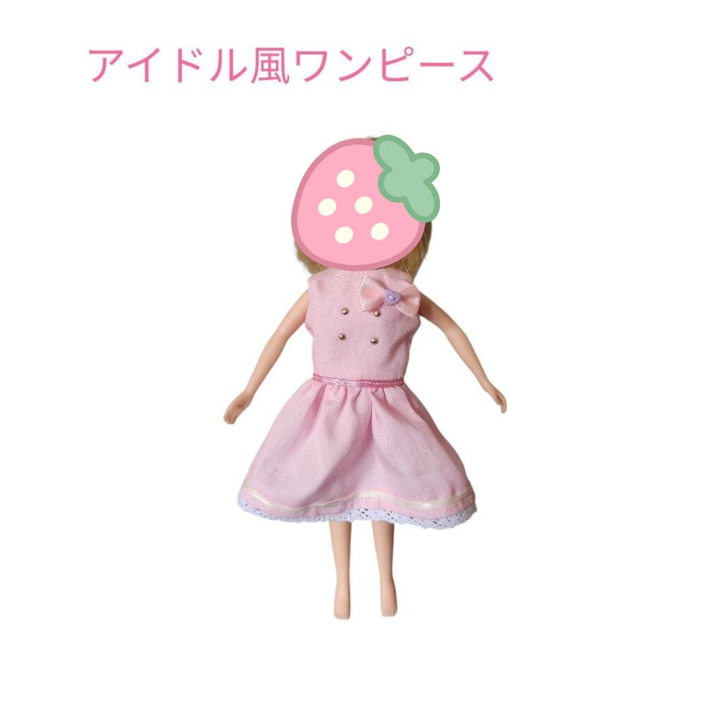 1/6ドール 服 ワンピース ピンク アウトフィット ノースリーブ アイドル風 ドール服 人形服 着せ替え かわいい フリル レース ハンドメイド ミニチュア コレクションの画像
