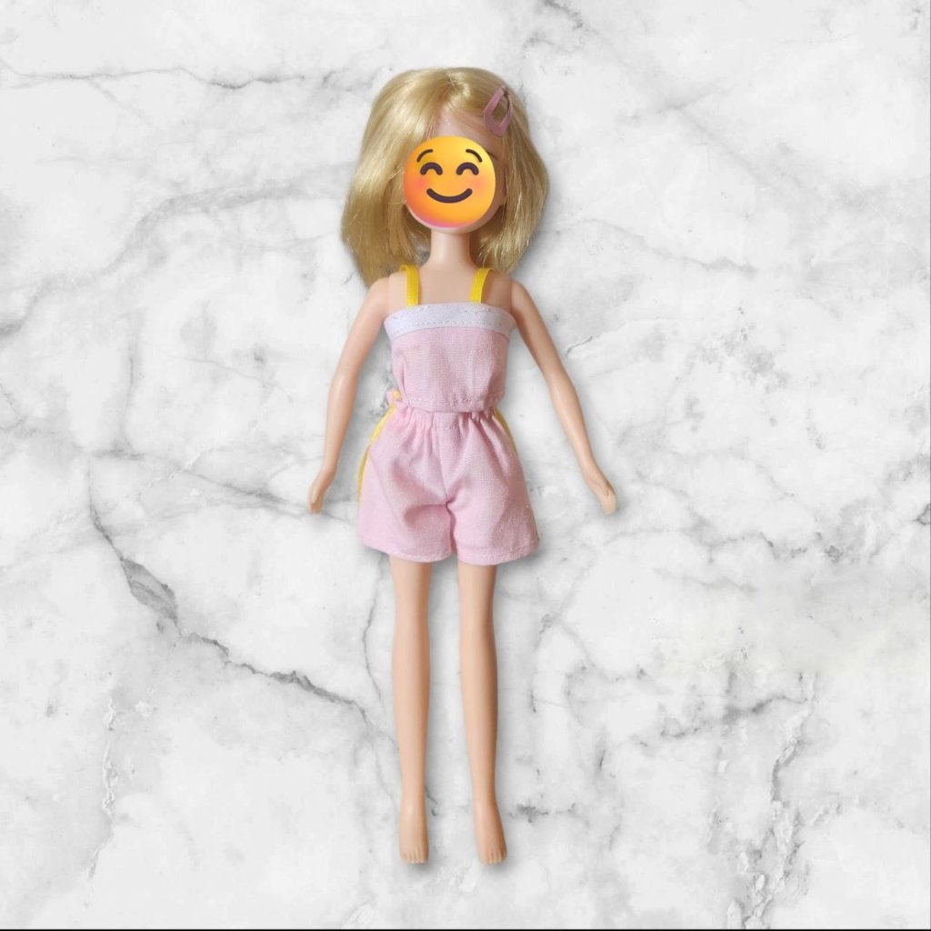 22cmドール用 アウトフィット 3点セット ピンク トップス ショートパンツ セパレート セットアップ 花柄 トートバッグ付き ドール服 着せ替え服 スポーティ カジュアル ハンドメイドの画像