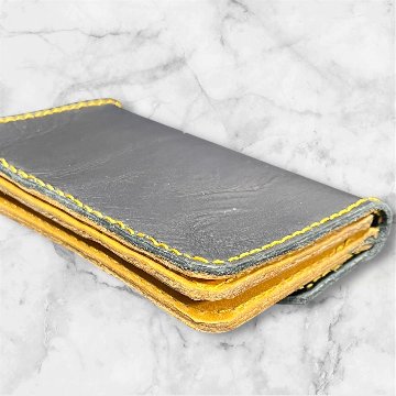 ヌメ革 本革 イタリアンレザー ミニウォレット ハンドメイド メンズ レディース セカンド 経年変化 楽しめる フラップ付 財布 ブラウン ブラックの画像