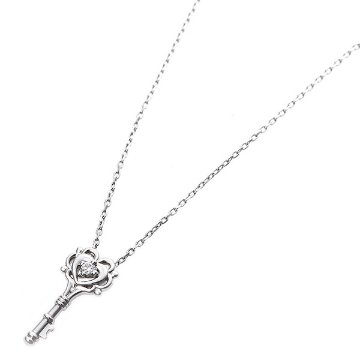 ダイヤモンド ネックレス 一粒 0.014ct プラチナ Pt900 鍵 キーモチーフ ペンダント 鑑別カード付きの画像