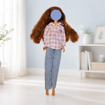 27cmドール用 アウトフィット2点セット 長袖シャツ＆ロングパンツ チェック カジュアル 難ありの画像