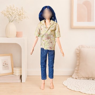 29cmドール用アウトフィット 半袖シャツ アロハシャツ風 花柄 ユニセックスの画像