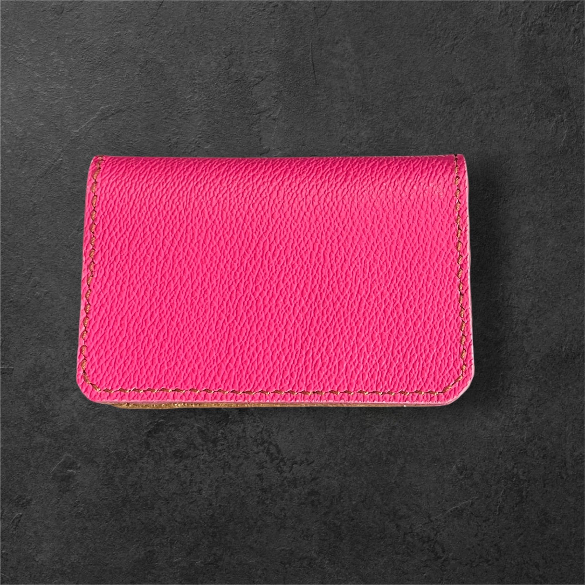 本革 ミニウォレット ハンドメイド レディース メンズ セカンド 経年変化 楽しめる フラップ付 財布 ピンク ブラウンの画像