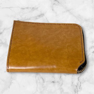 送料無料】本革 L字ファスナー ハンドメイド 財布 ショートウォレット ナチュラル 経年変化 楽しむ メンズ レディース ブラウン 大人の画像
