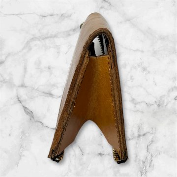 送料無料】本革 L字ファスナー ハンドメイド 財布 ショートウォレット ナチュラル 経年変化 楽しむ メンズ レディース ブラウン 大人の画像
