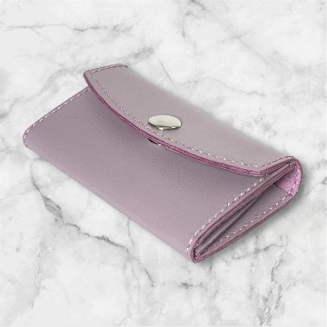 【送料無料】本革 カードケース カード入れ ミニウォレット ミニ財布 コインケース 小銭入れ コンパクト スマート ミニマル レディース メンズ　パープルの画像