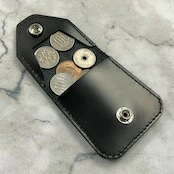 【送料無料！】本革 レザー コインケース 小銭入れ ブラック メンズ レディース コンパクト ミニ財布 小さい財布 シンプル おしゃれ 革財布 サブ財布 小銭収納 コンパクトウォレット ギフトの画像