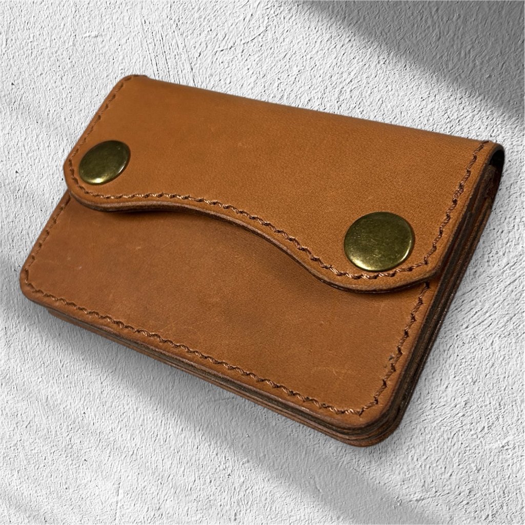 【送料無料】本革 レザー ミニ財布 トラッカーウォレット ブラウン レディース メンズ コンパクト財布 小さい財布 コインケース ミニウォレット ハンドメイド 小銭入れ キャッシュレス財布 サブ財布の画像