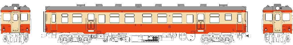 キハ20 バス窓 (色：朱、クリーム) 台車DT19動力付の画像