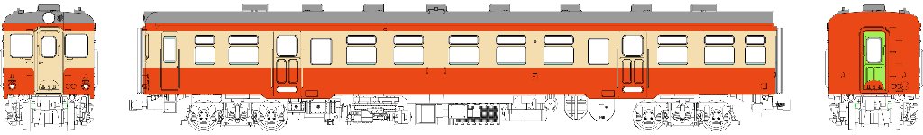 キハ25バス窓 (色：朱、クリーム) 台車DT22、動力ありの画像