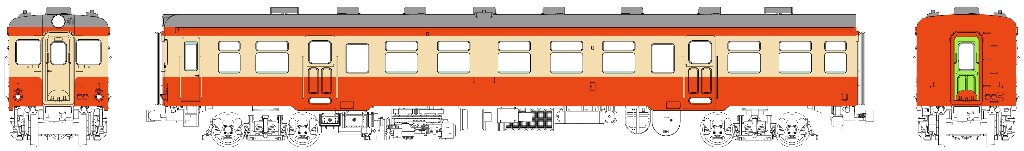 キハ25バス窓 (色：朱、クリーム) 台車DT22、動力なしの画像