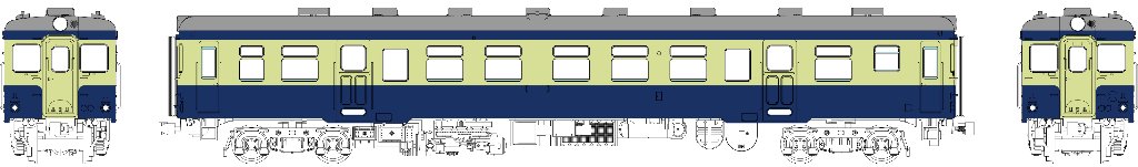 キハ20ﾊﾞｽ窓（色：青、黄褐）台車DT19、動力なしの画像