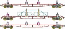 チキ5500 50mレール積載具付3両セット・チキ塗装：黒の画像