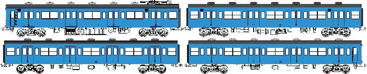 国鉄103系低運転台・非ユニット窓・非冷房車、青22号動力付基本4両セットBの画像