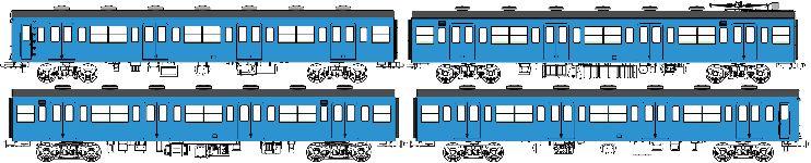 国鉄103系低運転台・非ユニット窓・非冷房車、青22号動力付基本4両セットCの画像