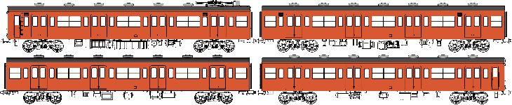 国鉄103系低運転台・非ユニット窓・非冷房車、朱色1号動力付基本4両セットFの画像