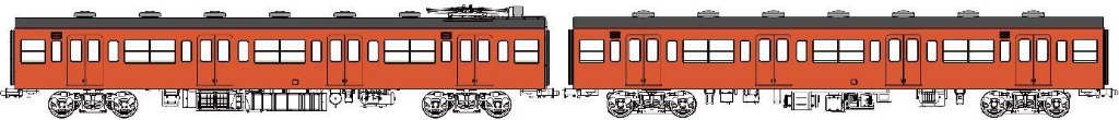 国鉄103系非ユニット窓・非冷房車、朱色1号動力付増結2両セットKの画像