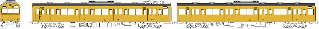 国鉄103系低運転台・非ユニット窓・冷房車・黄色5号(クモハ103+モハ102(M))の画像