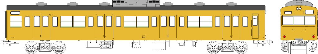 国鉄103系非ユニット窓・冷房車・黄色5号(クハ103)の画像