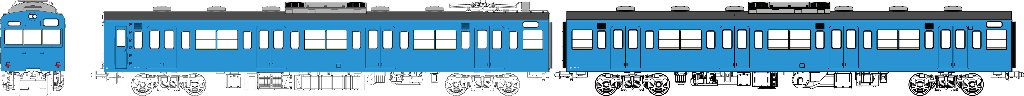 国鉄103系低運転台・非ユニット窓・冷房車・青22号(クモハ103+モハ102(T))の画像