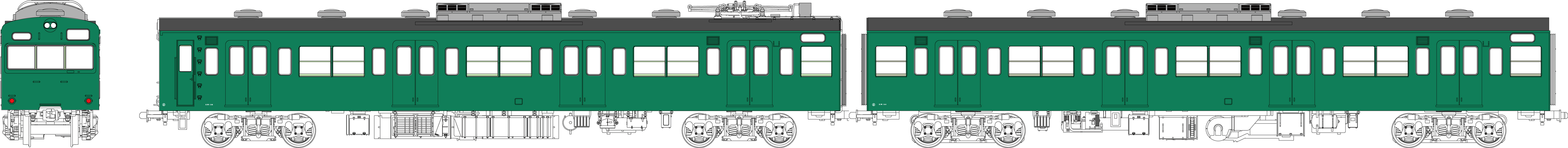 国鉄103系低運転台・非ユニット窓・冷房車・青緑1号(クモハ103+モハ102(M))の画像