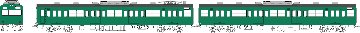国鉄103系低運転台・非ユニット窓・冷房車・青緑1号(クモハ103+モハ102(M))の画像